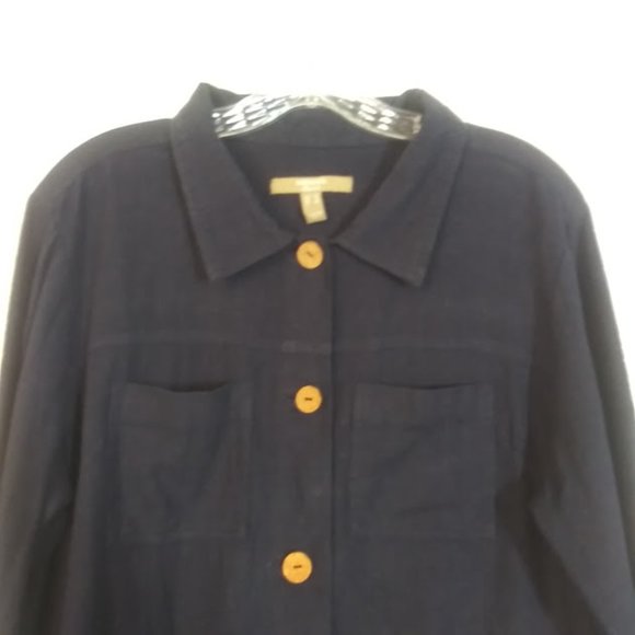 Naturals d&CO. women's size S navy blue long sleeve top - Picture 2 of 13